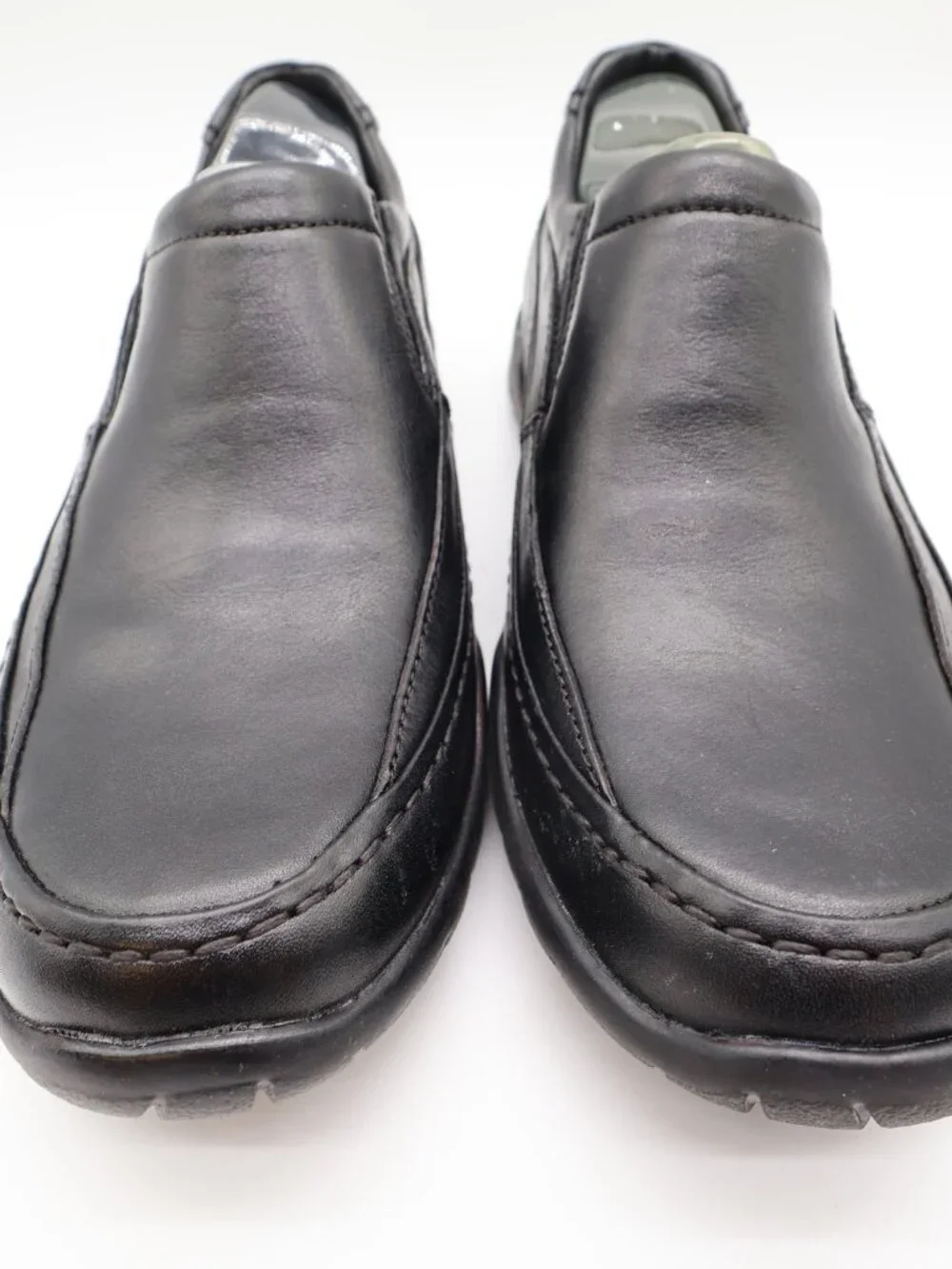 Hush Puppies Zone Slip On Shoes Mens 10 Black Leather Comfort H100050 NEW